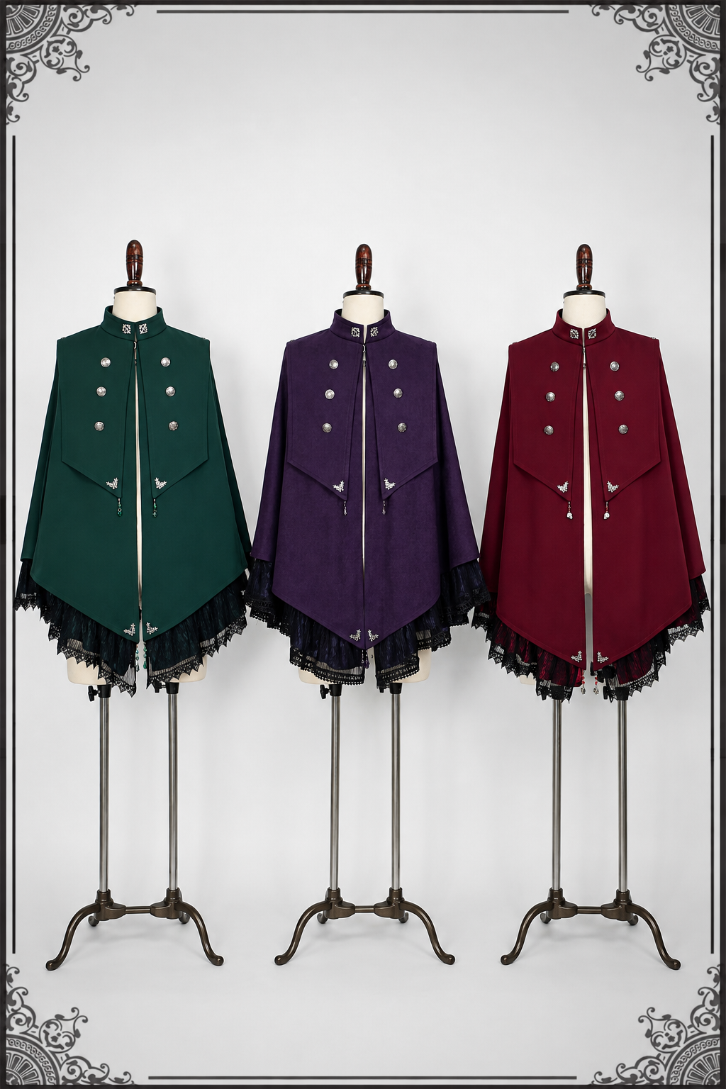 【9月5日予約締切】Dark Purple Gothic Chain Layered Lace Cape Coat(Short Length/Long Length)