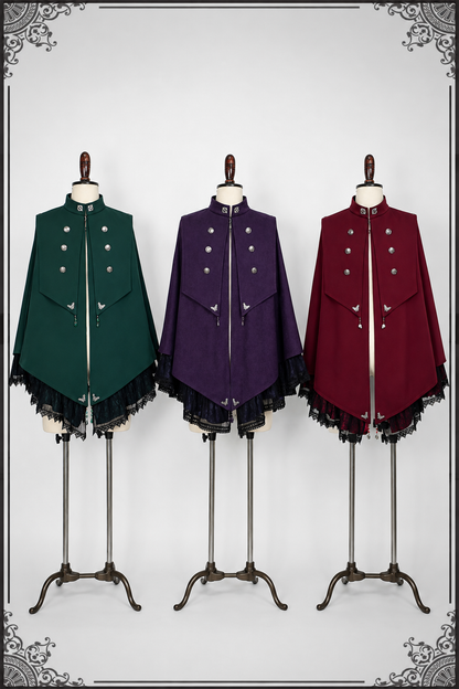 【9月5日予約締切】Dark Purple Gothic Chain Layered Lace Cape Coat(Short Length/Long Length)