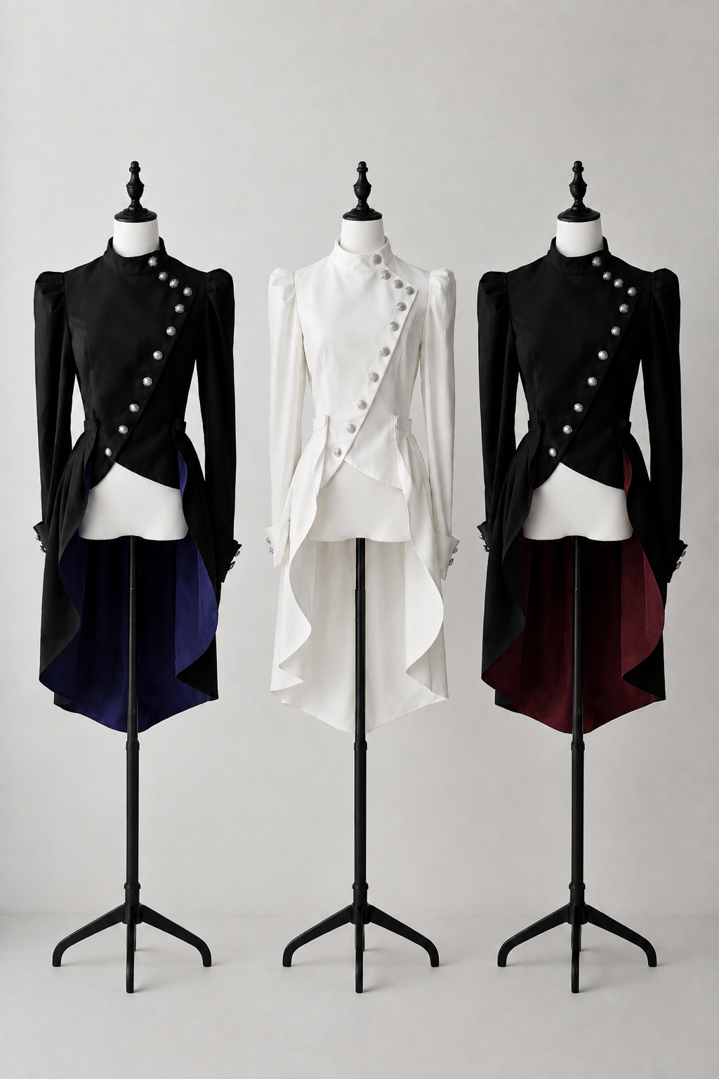 【9月28日予約締切】Gothic Prince Stand Collar Asymmetric Coat Jacket With Train
