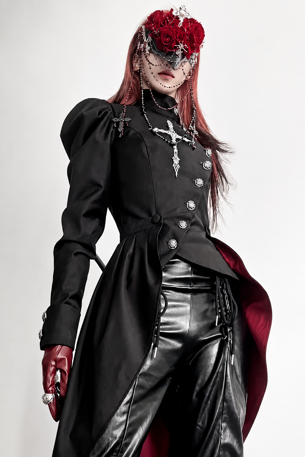 【9月28日予約締切】Prince-Style Gothic Cross Embroidered Coat Jacket With Train