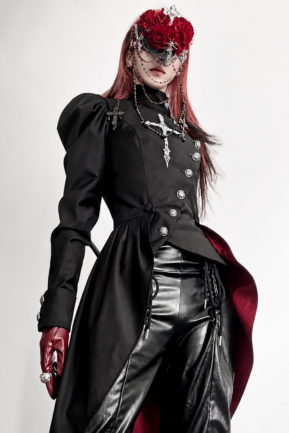 【9月28日予約締切】Prince-Style Gothic Cross Embroidered Coat Jacket With Train