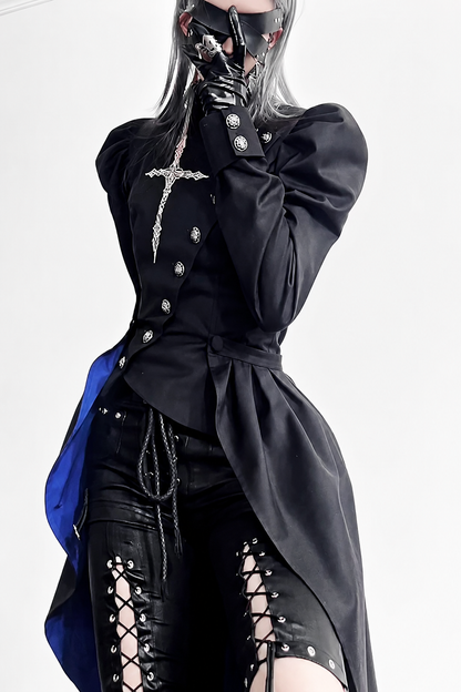 【9月28日予約締切】Prince-Style Gothic Cross Embroidered Coat Jacket With Train