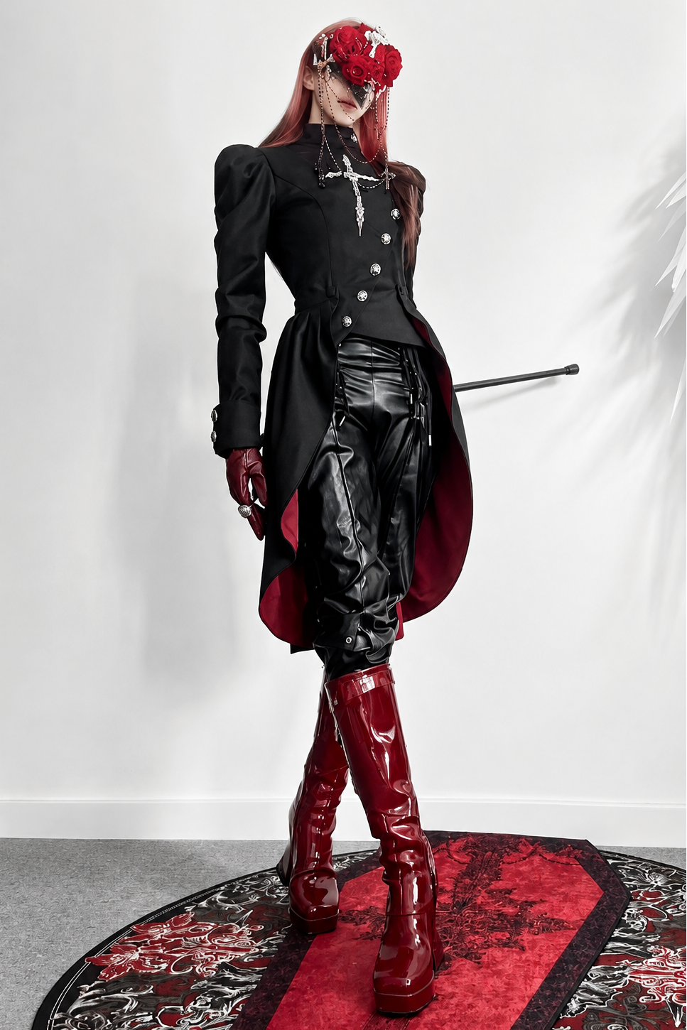 【9月28日予約締切】Prince-Style Gothic Cross Embroidered Coat Jacket With Train