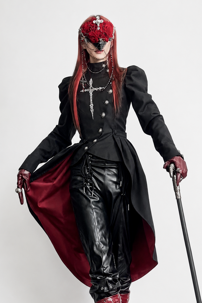 【9月28日予約締切】Prince-Style Gothic Cross Embroidered Coat Jacket With Train