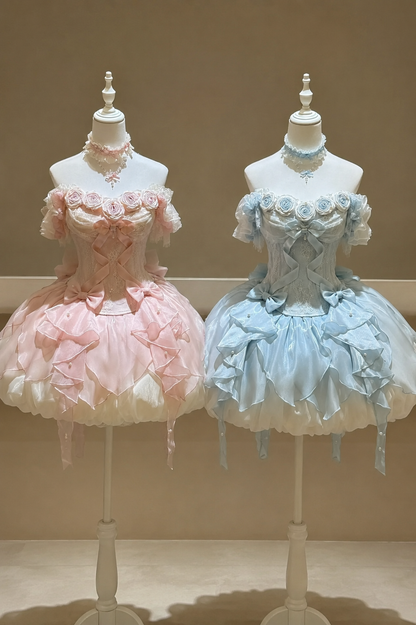 【9月6日予約締切】Romantic Rose Ballet Lolita Series Accessories（Rose Lace Veil Lolita Headpiece＋Lace Pearl Bow Choker）