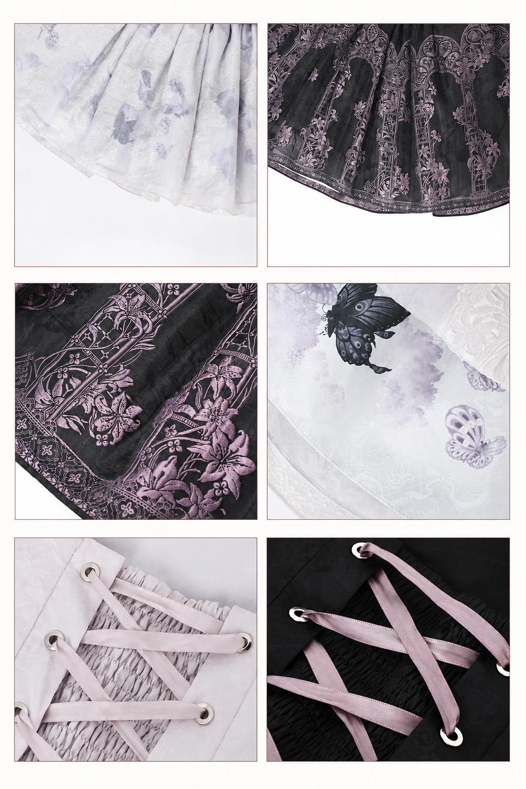 [Scadenza prenotazioni 98] Abito Lolita stile cinese con scollo all'americana, fiocco e ricamo giglio effetto vetrata, nero x viola / bianco x viola