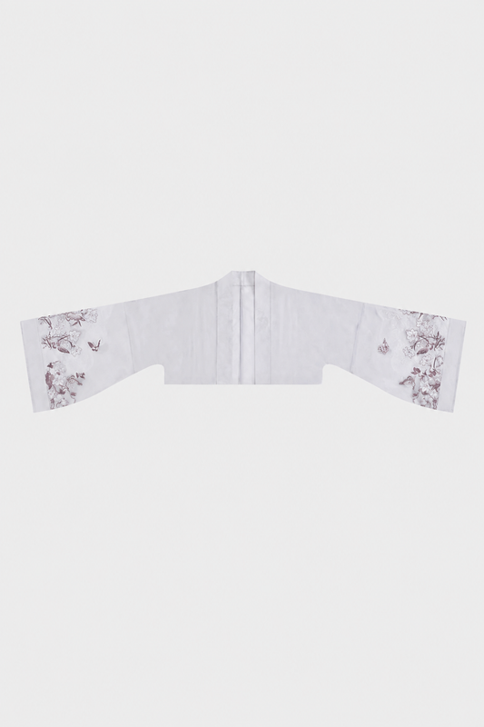 【9月8日予約締切】White x Purple Chinese Style Floral Wide Sleeve Shawl Jacket