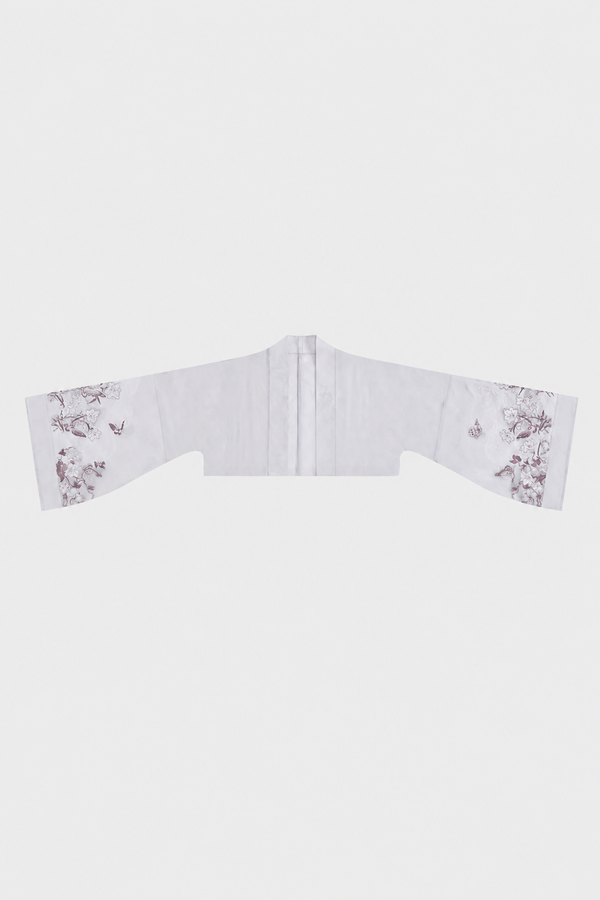 【9月8日予約締切】White x Purple Chinese Style Floral Wide Sleeve Shawl Jacket