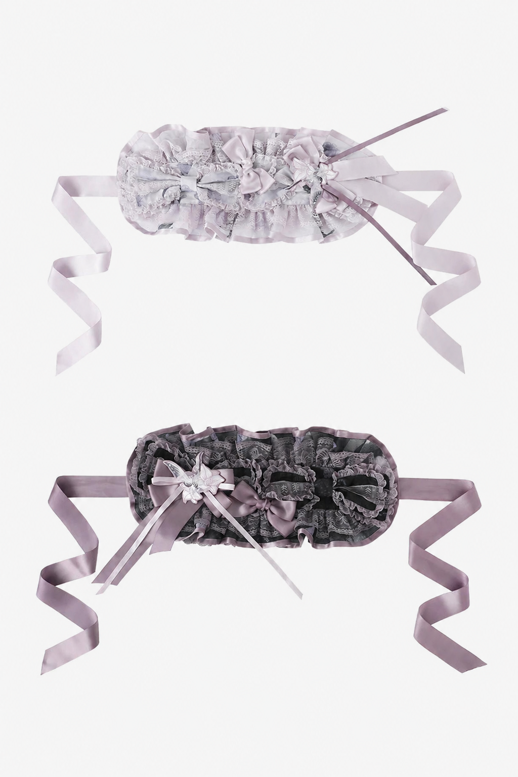 [Termine prenotazione: 9/8] Serie accessori con ricamo giglio nero x viola / bianco x viola [fascia per capelli / spilla]