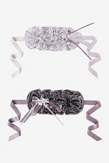 [Termine prenotazione: 9/8] Serie accessori con ricamo giglio nero x viola / bianco x viola [fascia per capelli / spilla]