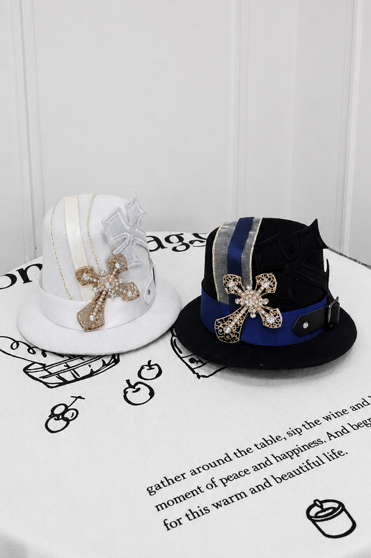 【9月13日予約締切】Dark Blue/White Gothic Prince Mini Hat＋Back Bow