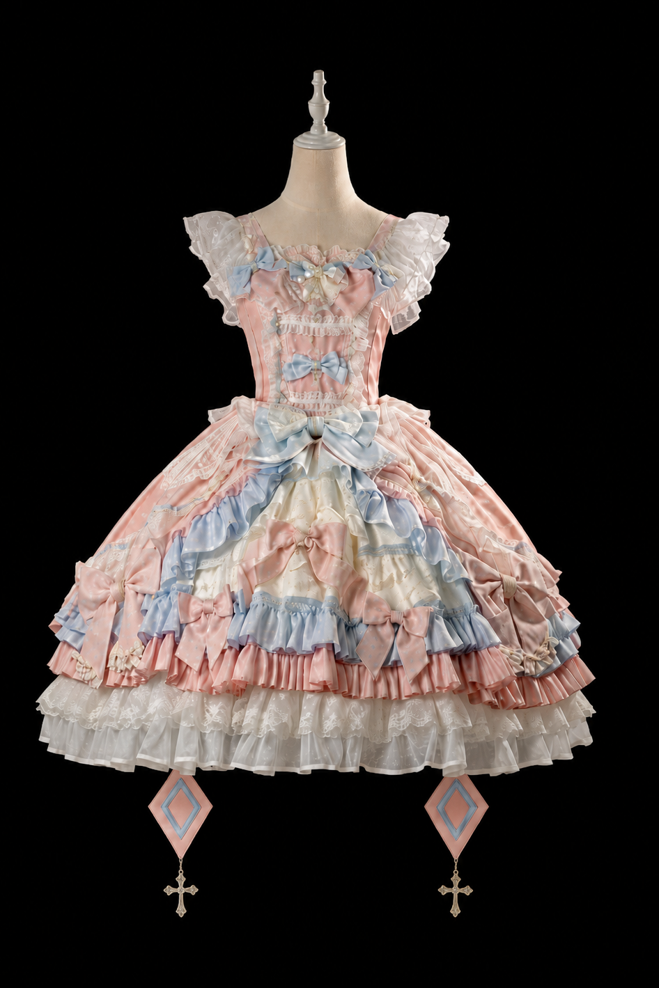 [Cierre de reserva el 14 de septiembre] Conjunto completo Fantasy Sweet Witch de vestido JSK cruzado + cola con lazo grande + capa con capucha + mangas desmontables + sombrero de bruja + mangas exteriores