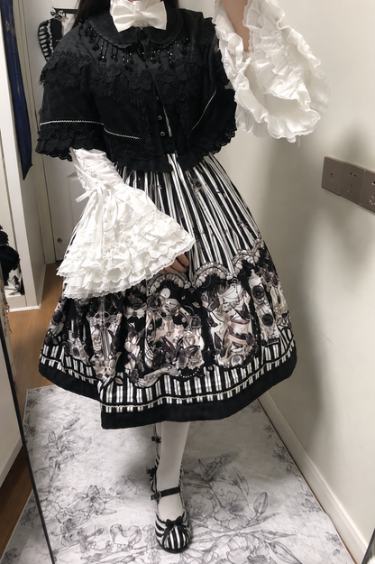 【10月3日予約締切】Black Elegant Gothic Beaded Fringe Layered Cape
