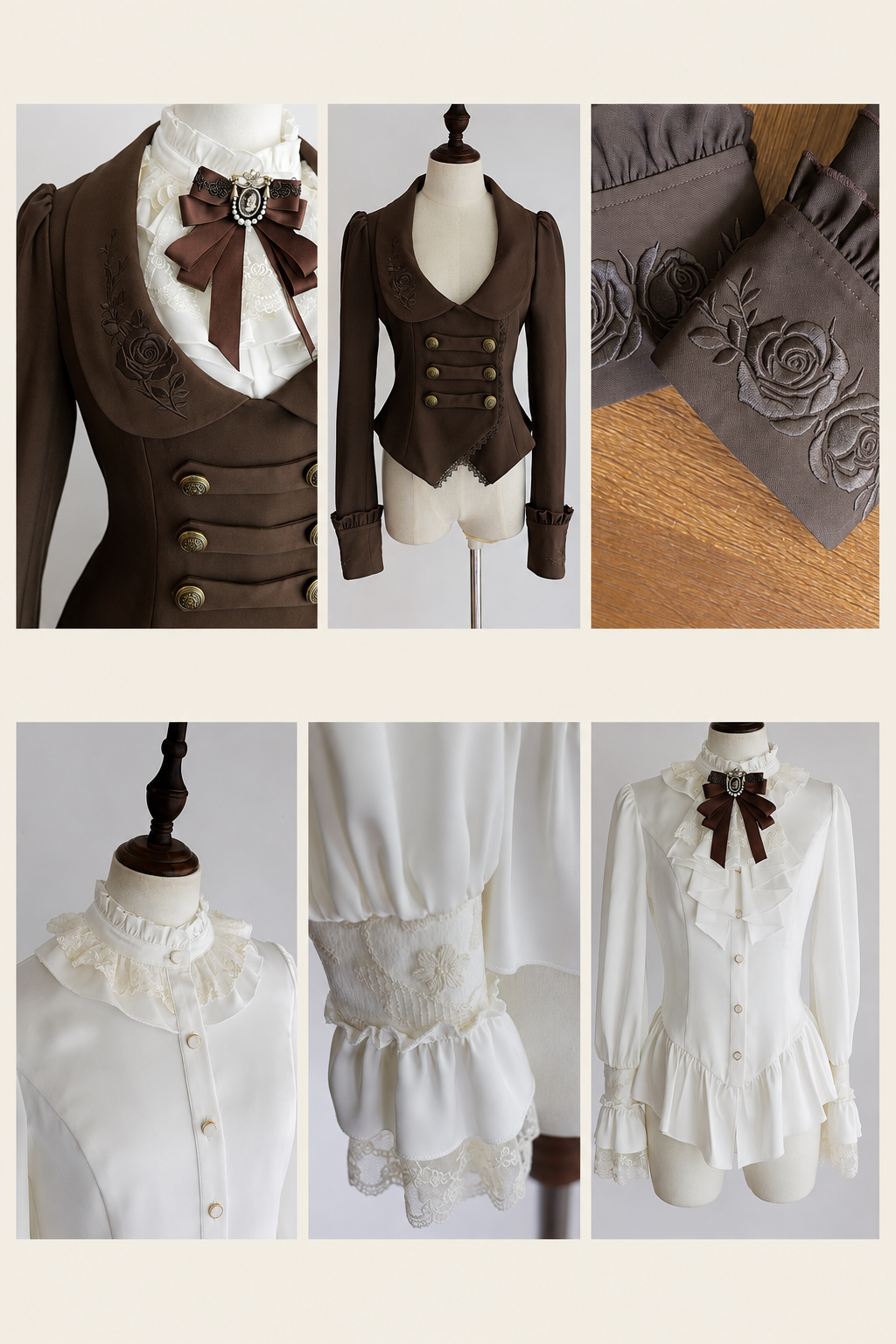 [Reservierungsschluss 19. September] Elegantes Hemd mit Cameo-Schleife, Spitzenjabot und Rüschen