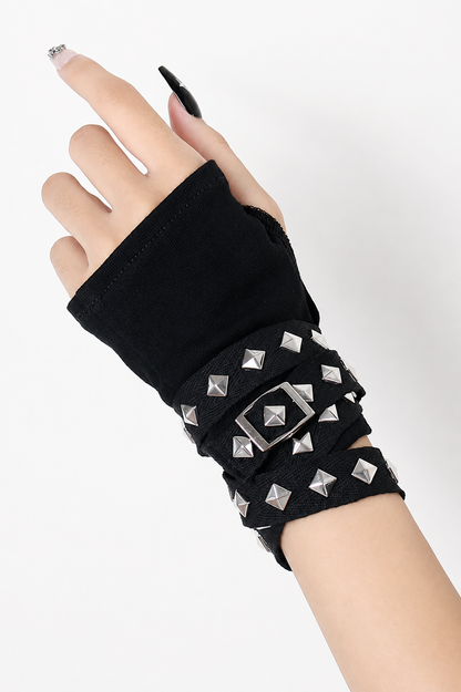 Punk Studded Half-Finger Arm Warmers