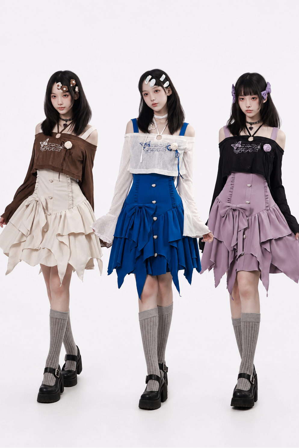 Butterfly Island ensemble robe en dentelle irrégulière avec haut à épaules dénudées