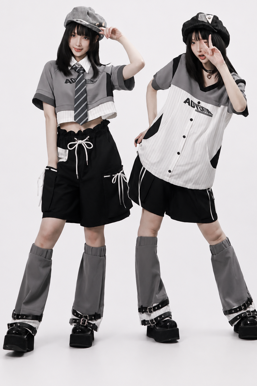 Baseball Patchwork T-Shirt and Pants Set-Up
