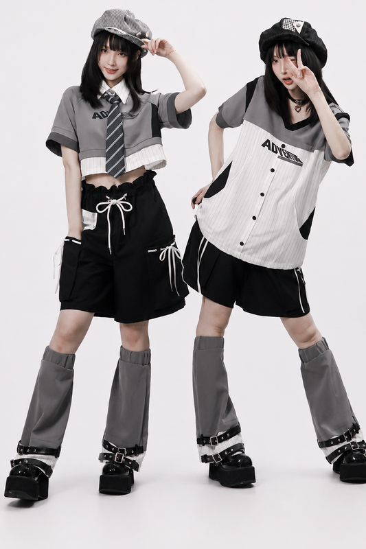 Baseball Patchwork T-Shirt and Pants Set-Up