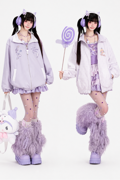 Reversible Cat Polka Dot Suede Jacket
