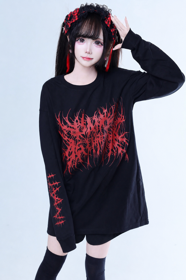 ゴシックグラフィックプリントルーズTシャツ