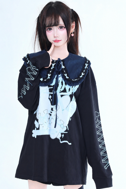 病みかわナースプリントロングTシャツ