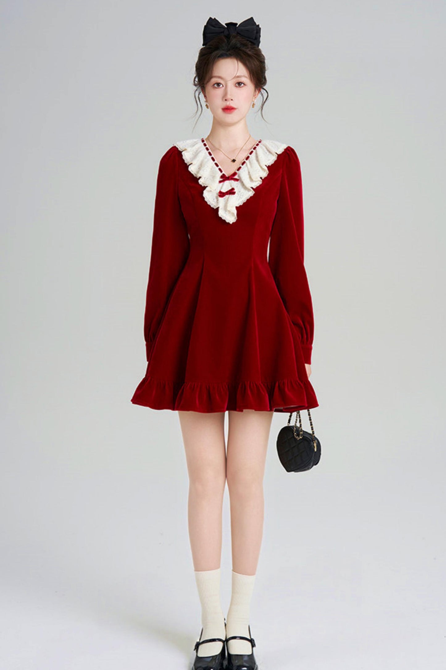 Red Velvet Lace Dress