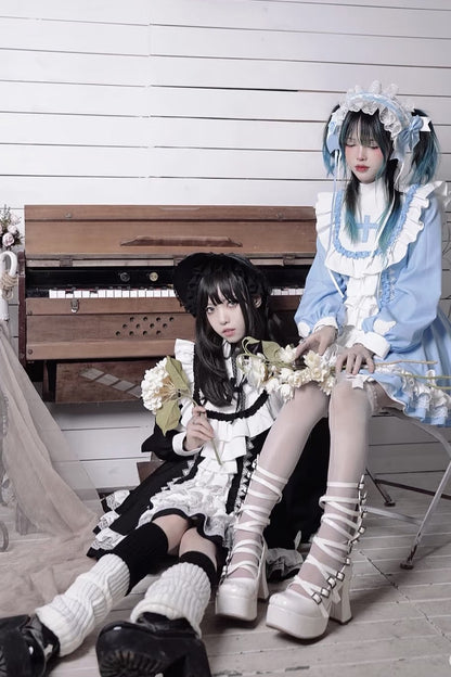 【Angelic Aesthetic👼】Stand Collar Cross Angel Tiered Ribbon Dress