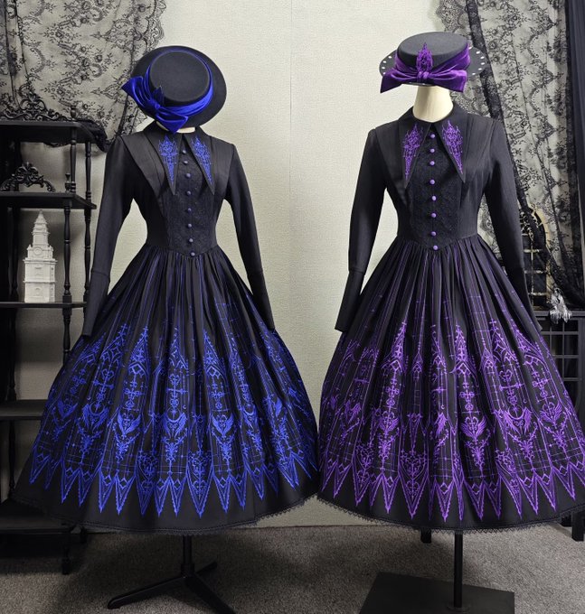 【12月27日予約締切】チャーチエンブロイダリーエレガントポインテッドカラーゴシックドレス