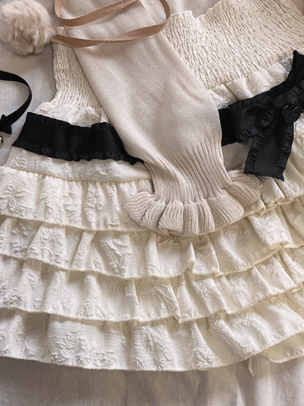 Love Pendant Layered Cake Base Slimming Short Skirt