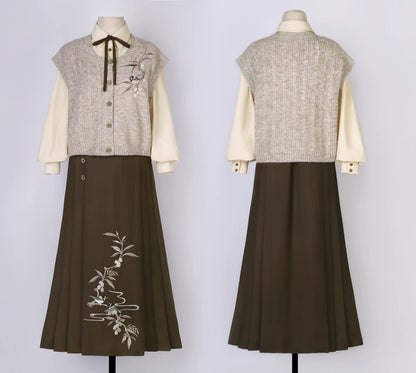 College Style Hanfu Skirt Set