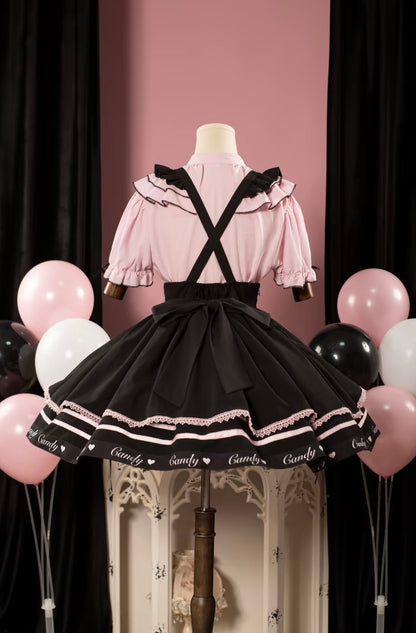 Berry Rule Sweetgall Bluse Schwarz Rosa Strumpfhalter Kleid Set