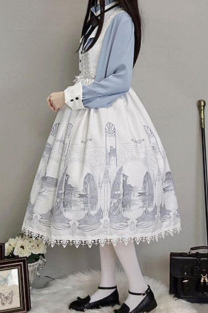 [September 30 reservation deadline] Elegant Gothic Print Lace Suspender Dress