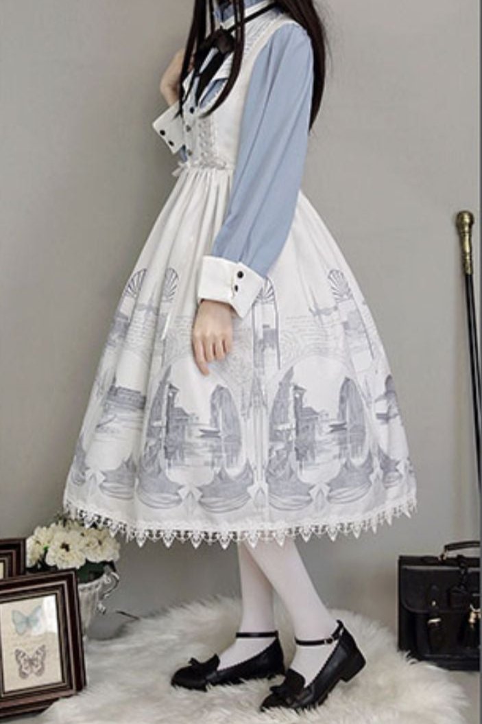 [September 30 reservation deadline] Elegant Gothic Print Lace Suspender Dress