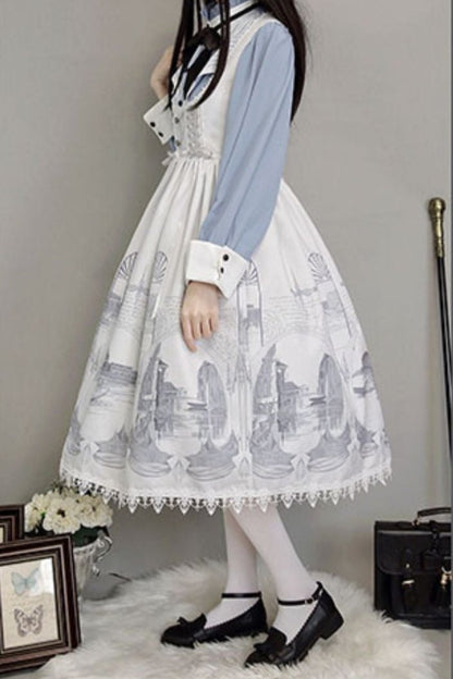 [September 30 reservation deadline] Elegant Gothic Print Lace Suspender Dress