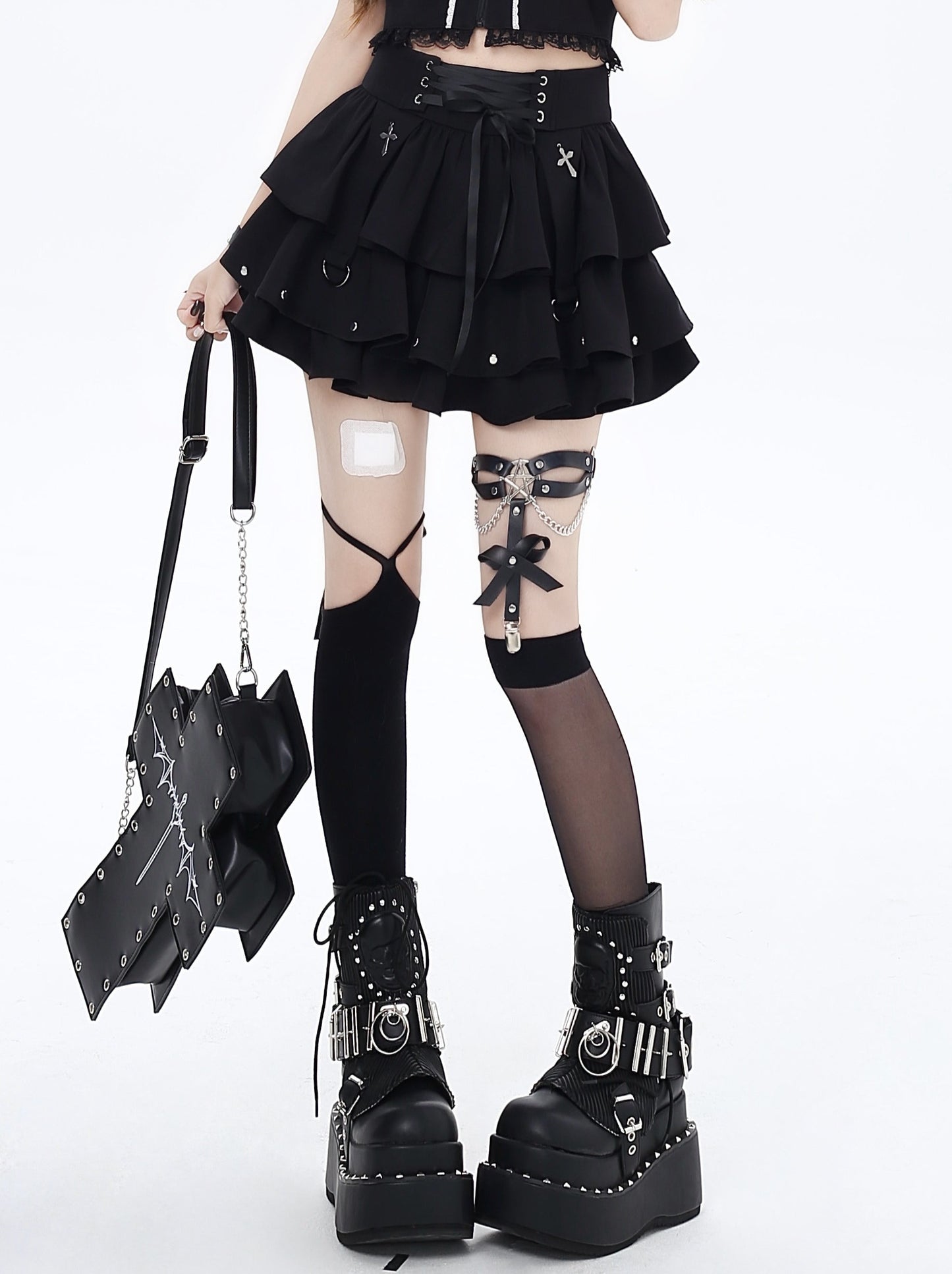 Tiered Dark Mode Ruffle Skirt