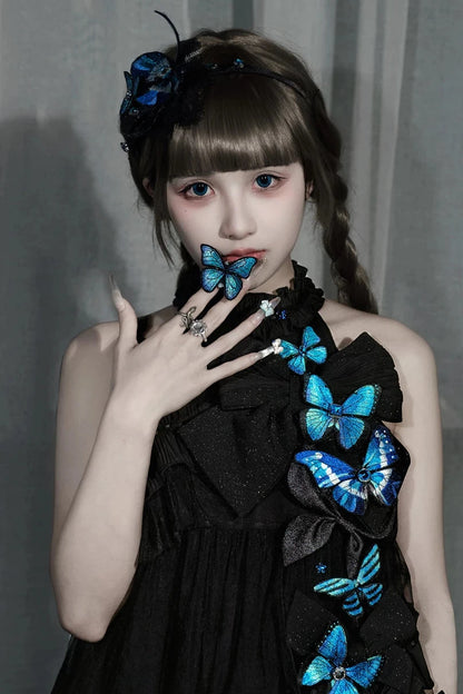 [Vorbestellschluss: 10. Monat, 14. Tag] Schwarz/Weiß Gothic-Lolita-Schmetterlingsschleifen-Serie Accessoires(Haube/Spitzen-Kopfschmuck KC/KC/4 Arten von Fotorahmen/Fotorahmen-Set)