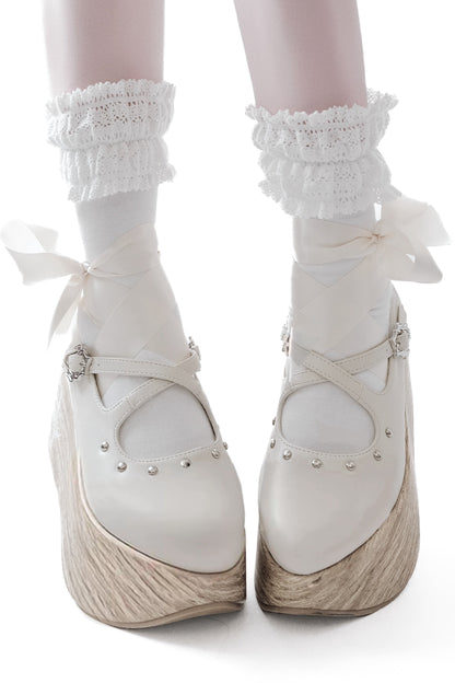 Platform Sole Lace-up Cross Shoes