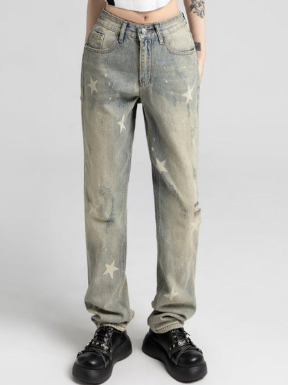 starched denim pants