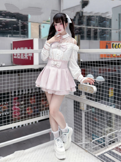 Japanese Lace Tencel Shirt And Skirt Set