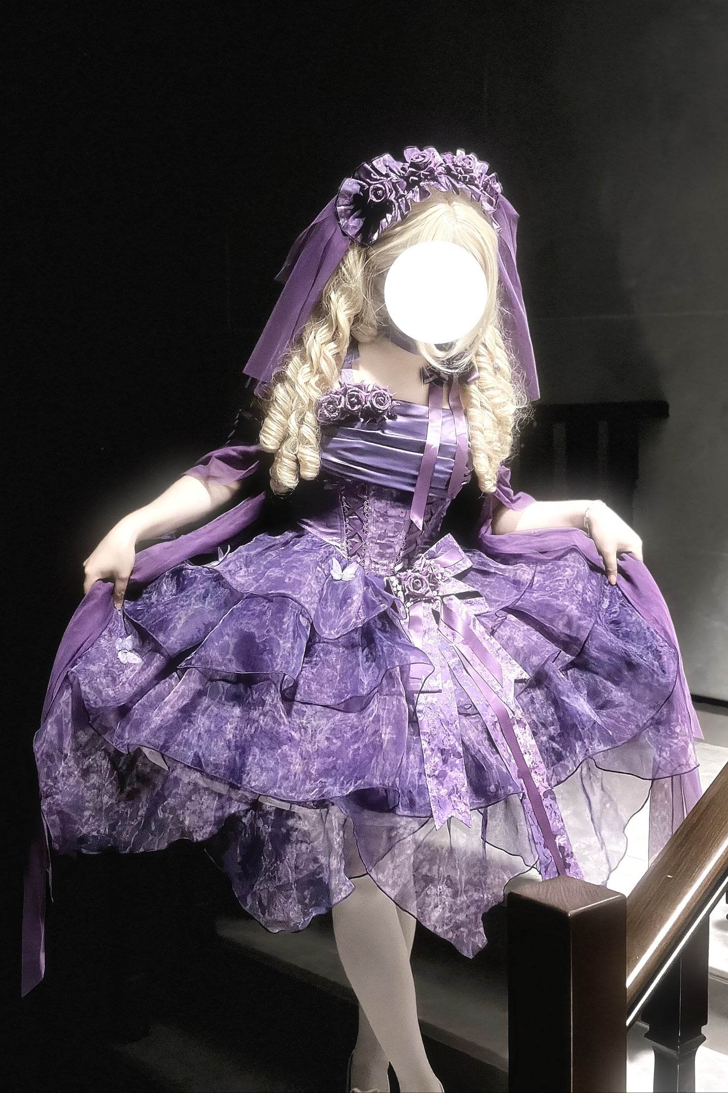[Pre-order Deadline: May 23] Wisteria Purple Ribbon Tulle Tiered Fairy Corset JKS Dress