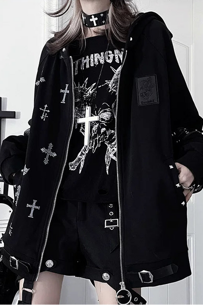 次文化暗黑十字架連帽衫