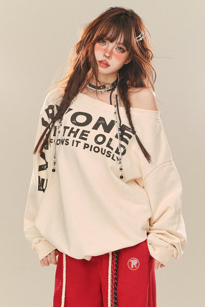 Casual Loose Oversize Slanted Shoulder Top