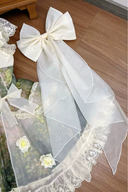 【8月23日予約締切】Elegant Forest Floral Oil Painting Print Classical Lolita series accessories（Back ribbon train・detachable sleeves）