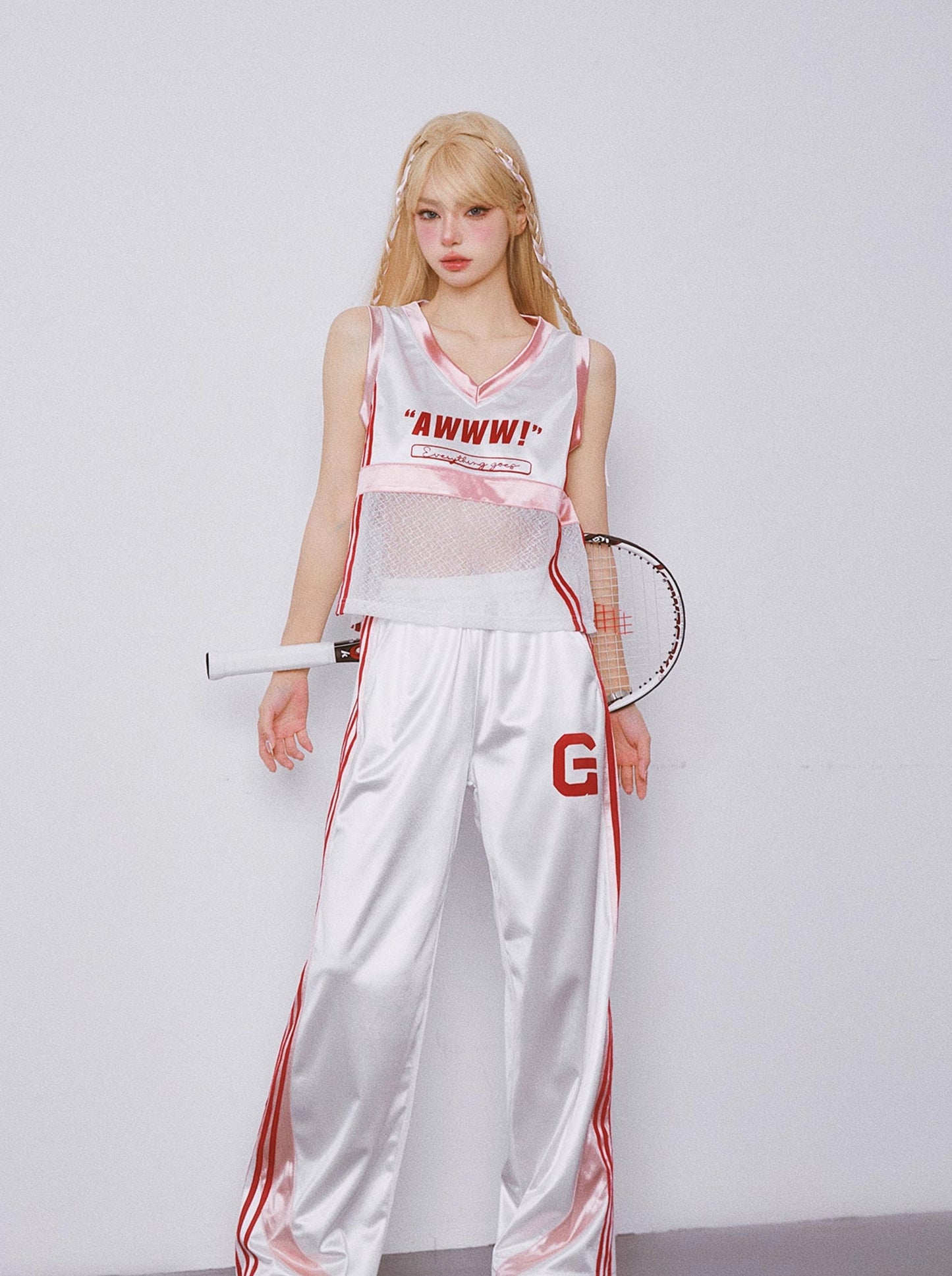 Street Sports Style Sleeveless Top + Casual Pants