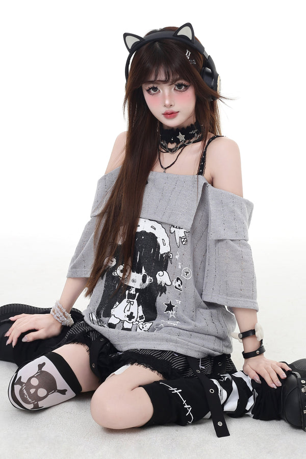 Mine Dark Anime Asia Strap T-Shirt