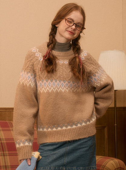 Retro Christmas Fair Isle Pullover Sweater