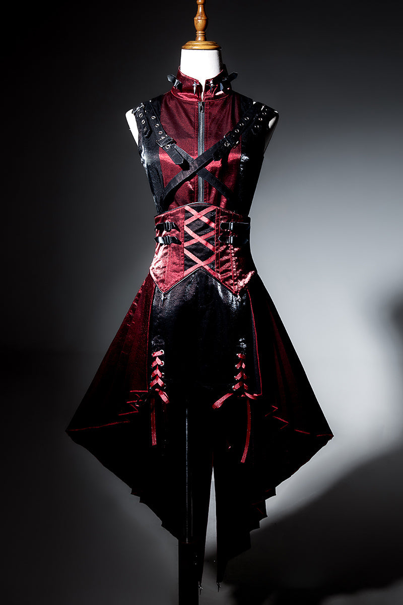 【予約商品】ダークサイバーサスペンダースカート＋ショートパンツ＋ノースリーブトップス＋スリーブ