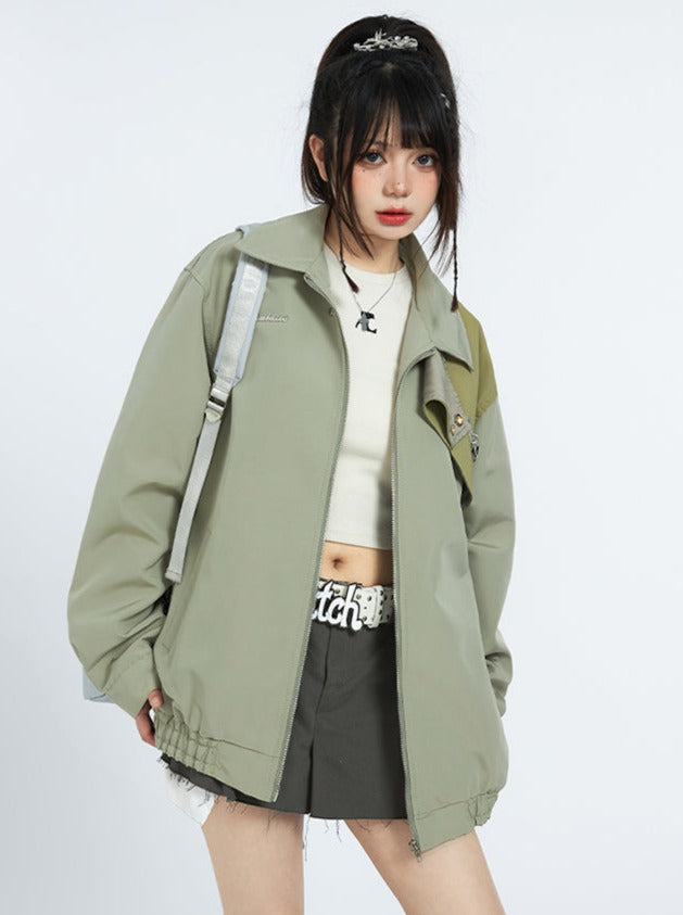 Stitched Contrast Lapel Short Jacket