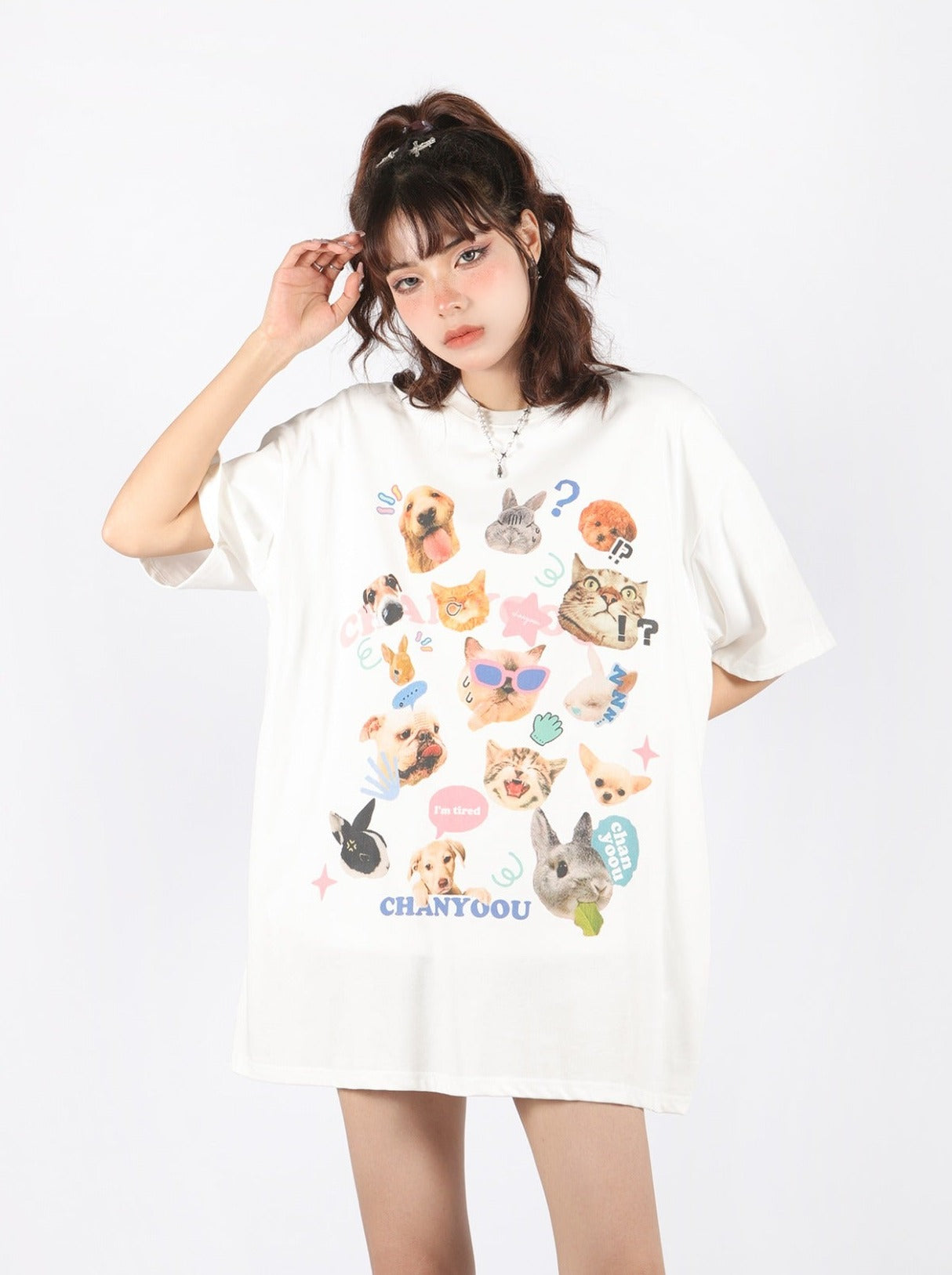 アニマルデザインオーバーTシャツ