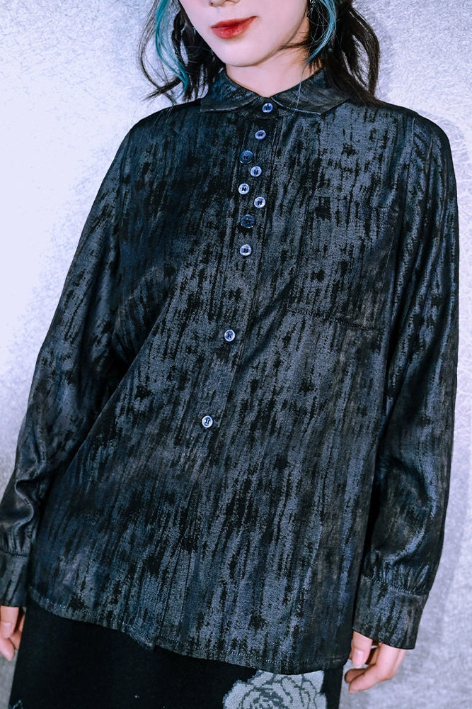 マルチボタンレトロブルーシャツ